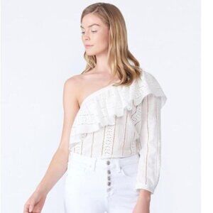 Veronica Beard Cruz Eyelet One Shoulder Top